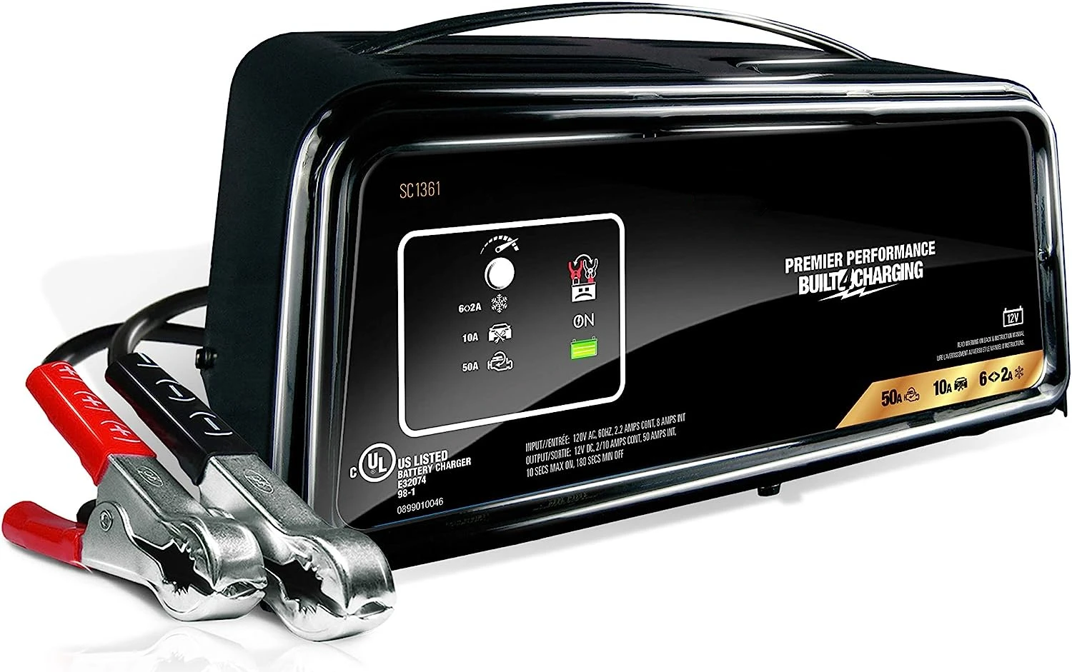 

SC1361 Fully Automatic Battery Charger, Maintainer, and Starter \u2013 50 Amp/10 Amp, 12V - Car, SUV, and Small Trucks