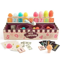 ice cream play toy%c2%a0safe%c2%a0cognitive development%c2%a0wooden%c2%a0kids dollhouse model toy with math card%c2%a0for doll house%c2%a0