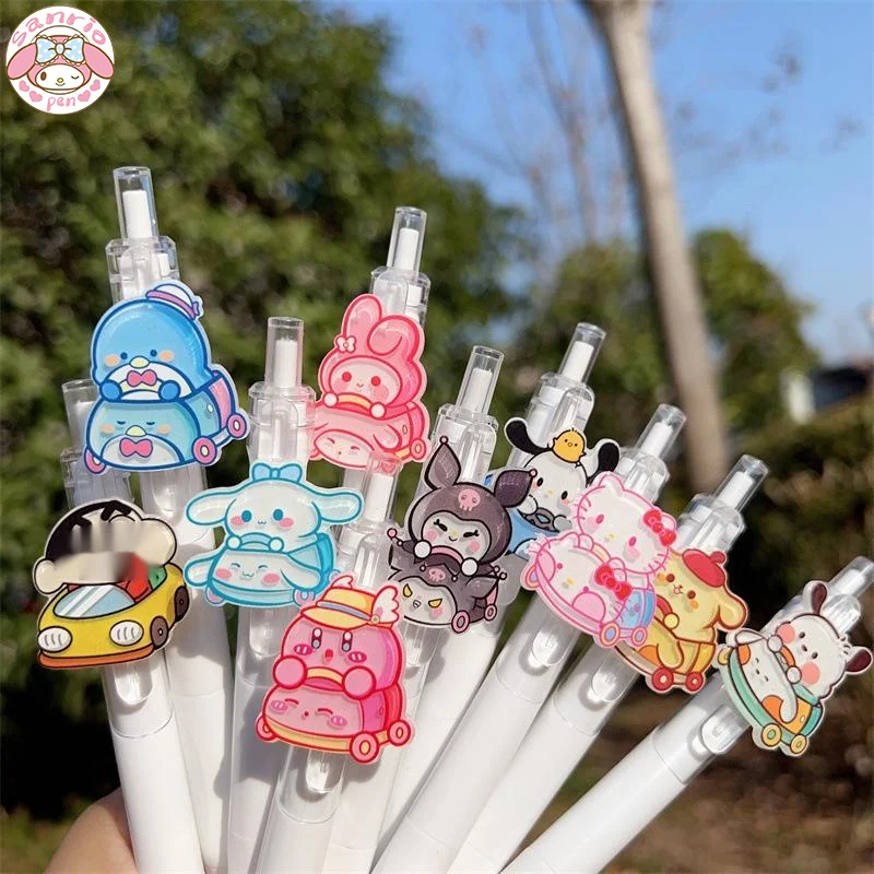 

Sanrio Kawaii 20pcs Gel Pen Kuromi Melody Pochacco Cute Pendant Bumper Car Students Press Pens Black Children's Writing Gift Pen