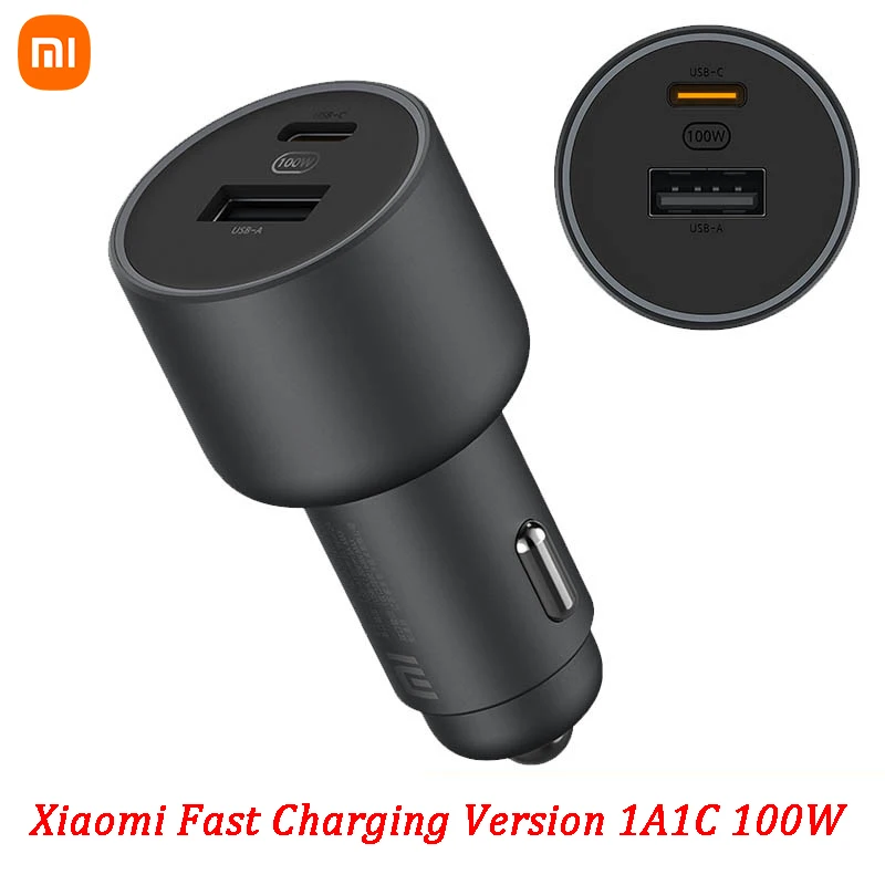 

Xiaomi Car Charger Fast Charging Version 1A1C 100W MAX USB-A, USB-C Dual-port Smart Device Output Fully Compatible USB Charger