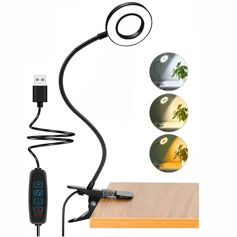 

HMTX Clip On Light Reading Lights, 48 LED USB Desk Lamp With 3 Color Modes 10 Brightness, Eye Protection Book Clamp Light, 360