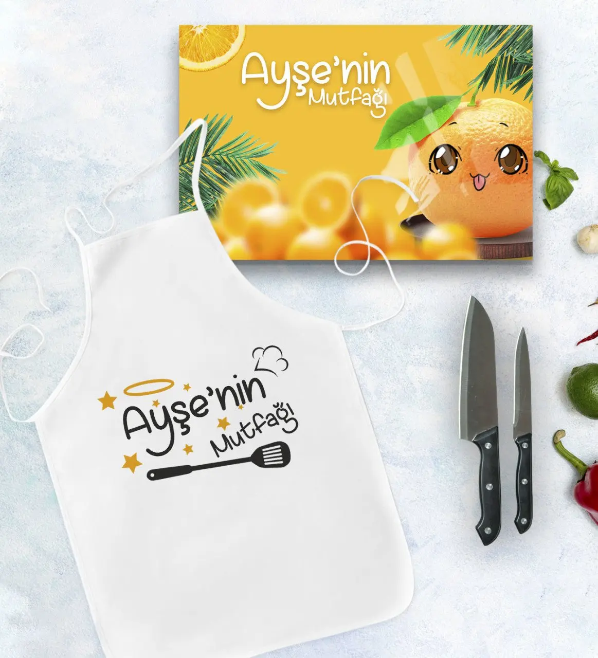 

Индивидуальное название кухонный фартук и стеклянный резной стол подарочный набор модель 1