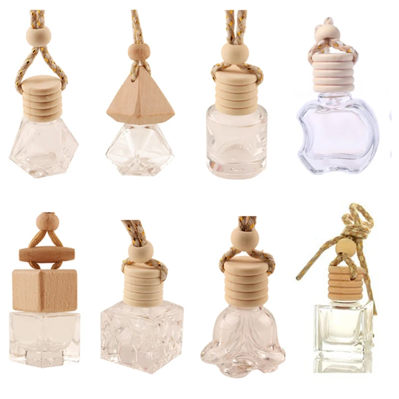 

10Pcs Car Hanging Glass Bottle Empty Perfume Aromatherapy Refillable Diffuser Air Fresher Fragrance Pendant Ornament