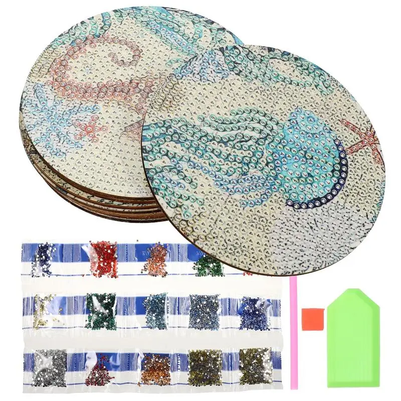 

1 Set Of Diamond Drawing Coasters DIY Coaster Drinking Cup Ocean Themed Art Coaster Kit Diamond Drawing Coaster For Cups