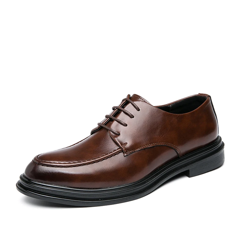 Men's Dress Shoes Lace-Up Flat Low-Top Shoes PU Upper Platform Shoes