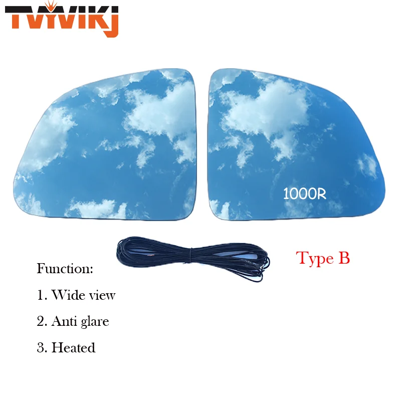 

TVYVIKJ Real 1000R 1 пара боковых зеркал заднего вида, синие стеклянные линзы для Tesla Model Y 2019-2025, широкий обзор, антибликовое крыло ModelY