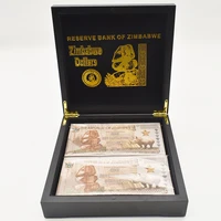 200pcs box one zettallion dollars zimbabwean banknote wooden box set with anti counterfeiting logo and serial banknote gifts