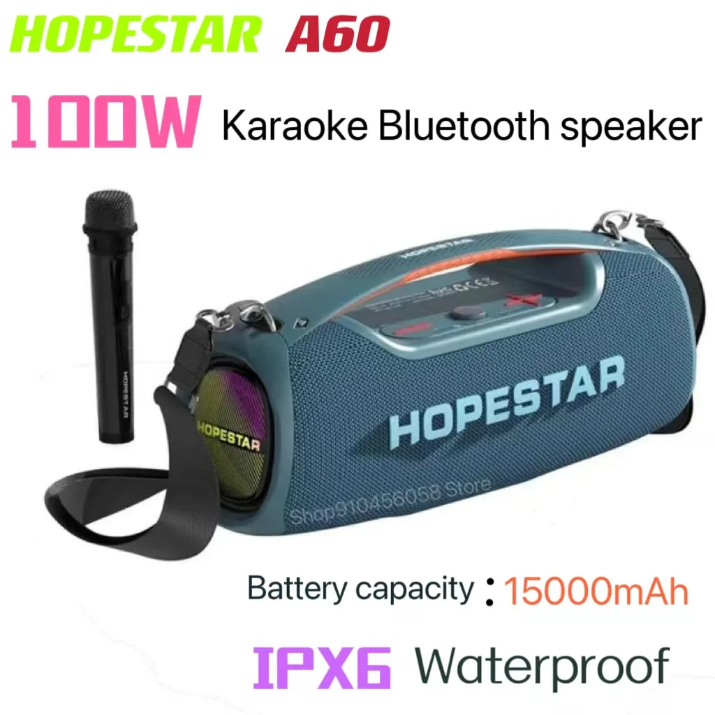 

Мощный Bluetooth-Динамик HOPESTAR A60, 100 Вт, уличный водонепроницаемый портативный беспроводной стерео сабвуфер для караоке с микрофоном