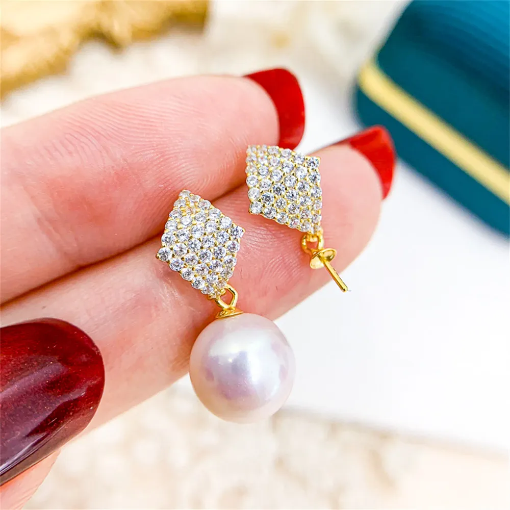 

DIY Pearl Earnail Accessories S925 Sterling Silver Jewelry Personalized Earrings Women's Empty Fit 8-11mm Beads