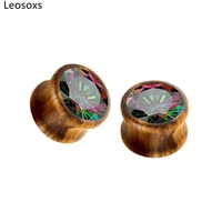 leosoxs 1 pair ear gauges and tunnles wood colored zircon auricular body piercing jewelry 6 18mm