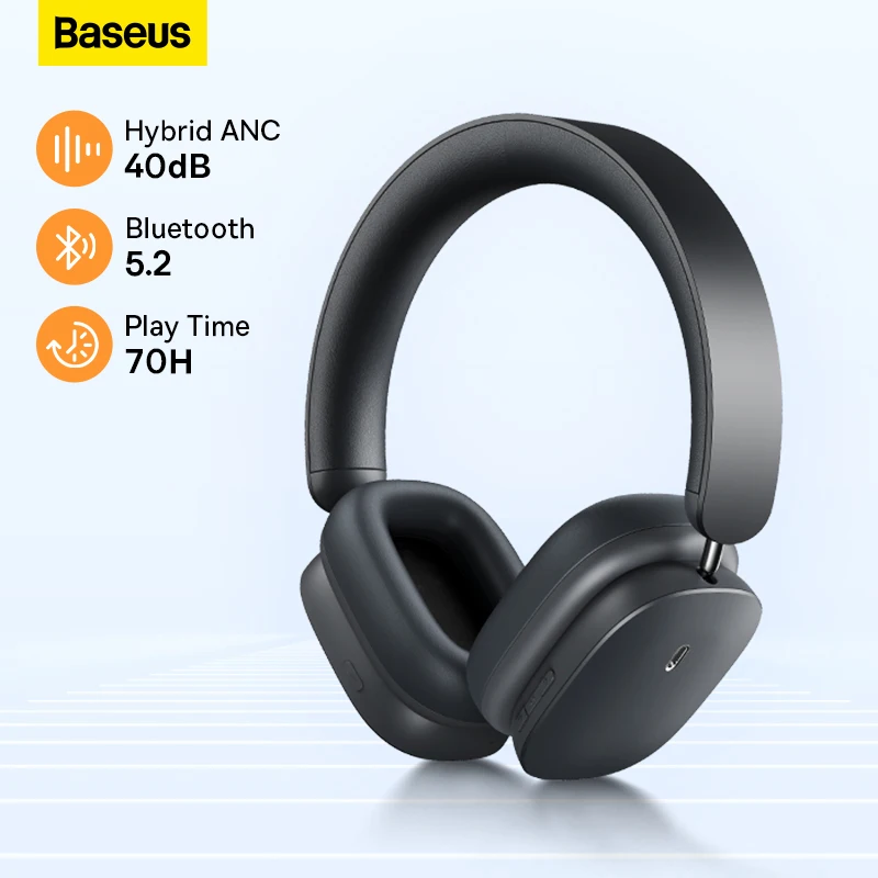 

Беспроводные гибридные наушники Baseus H1 ANC, 40 дБ, Bluetooth 5,2