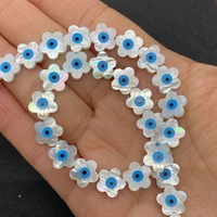 natural shell beads blue greek evil eye charm five petal flower shape mother of pearl pendant necklace bracelet jewelry making