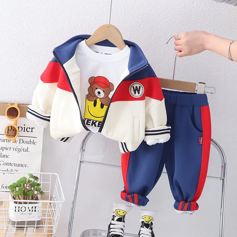 

Boys Clothes Sets Spring Autumn Children Coats T-shirts Pants 3pcs Tracksuits For Baby Girl Sports Suit Kids Outfits Costume Set