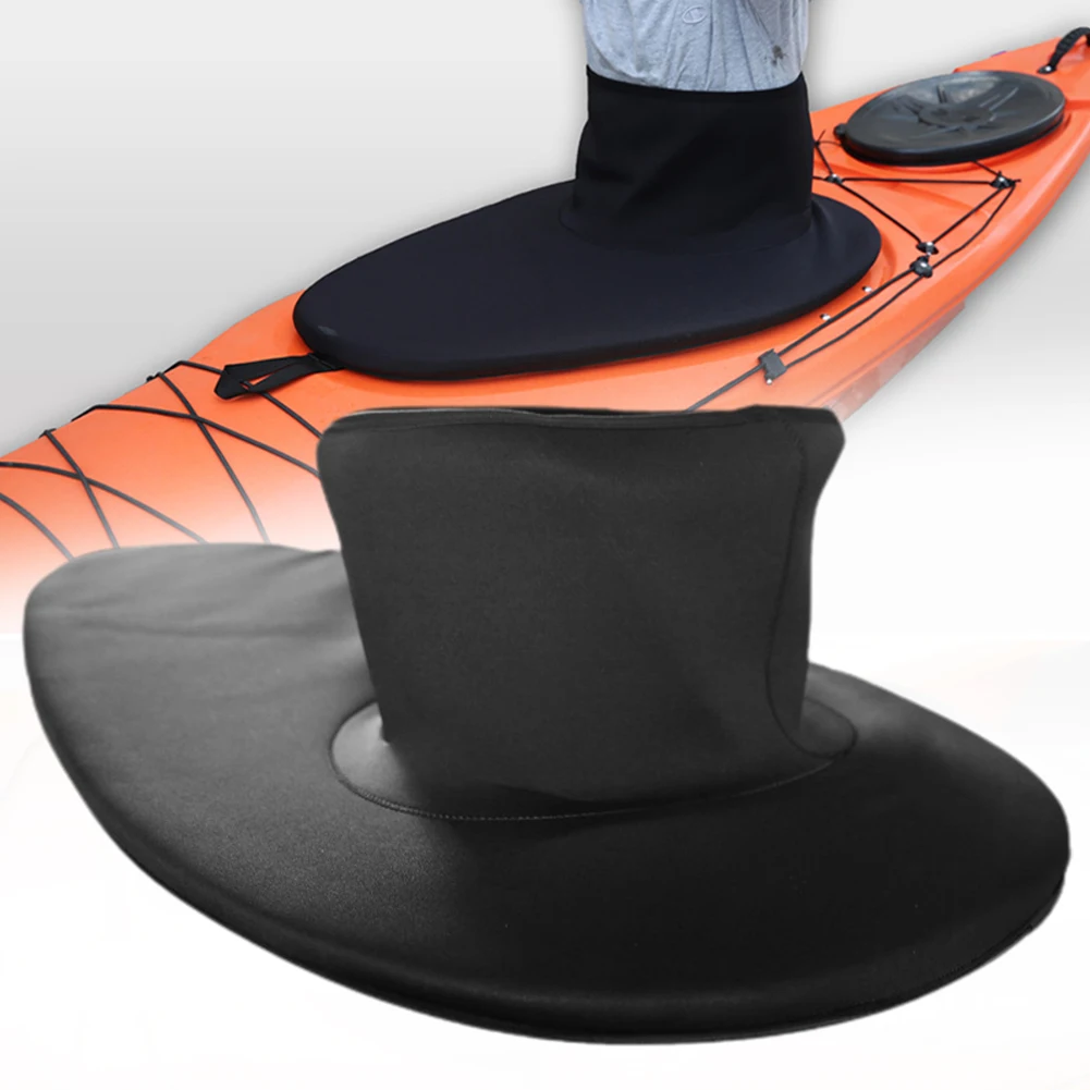 

Deck Kayak Spray Skirt Waterproof 90x52cm Black Cockpit Cover Elastic Fabric For Canoe Boat Retractable Belt Durable