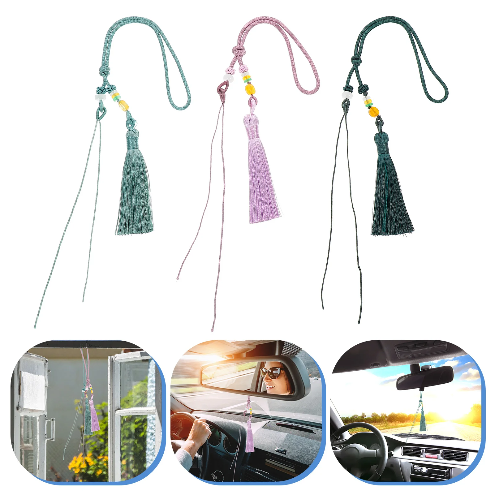 

3pcs Beads Decorative Tassel Pendant Handbag Hanging Charms Car Tassel Pendant