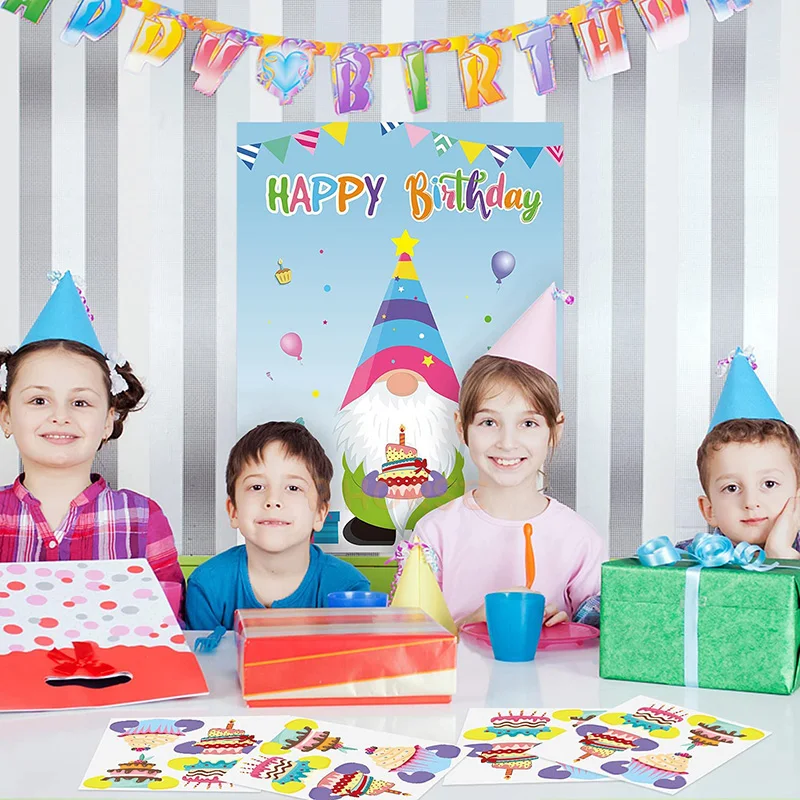 Наклейка Gnome на день рождения, игровой постер, повязка на глаза для нескольких игроков, развлекательная работа, Настенный декор для детей от AliExpress WW
