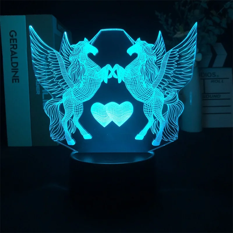 

Led Night Lamp Alarm Clock Base Light Unicorn Love Color with Remtoe Dropship Projector Decoration Bedroom Table Childrens