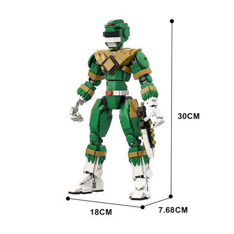 Строительные блоки MOC Green Ranger Power Ranger, модель «сделай сам», Зеленый робот, морфин, динозавр, команда строительных блоков, игрушки, подарок