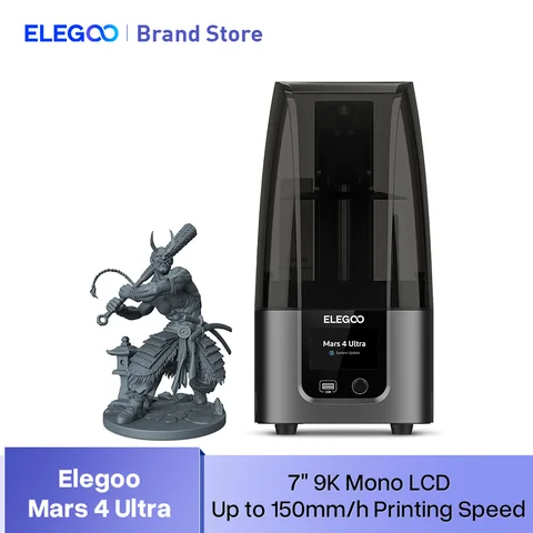 3D принтер ELEGOO MARS 4 Ultra Mono MSLA с ЖК-дисплеем 7 дюймов 9K, 3D принтер с смолой до 150 мм/ч, размер печати 153 × 77 × 165 мм