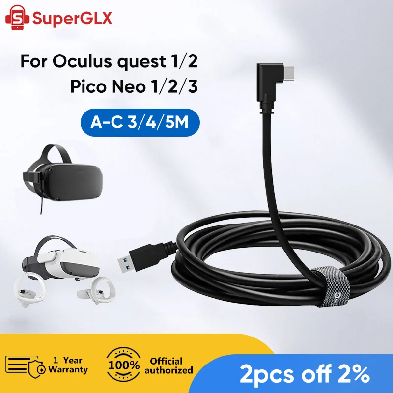 

For Oculus Quest 2 Pico Neo 3 Link Cable 5M USB 3.0 Quick Charge Cables for Quest2 VR Data Transfer VR Headset Accessories