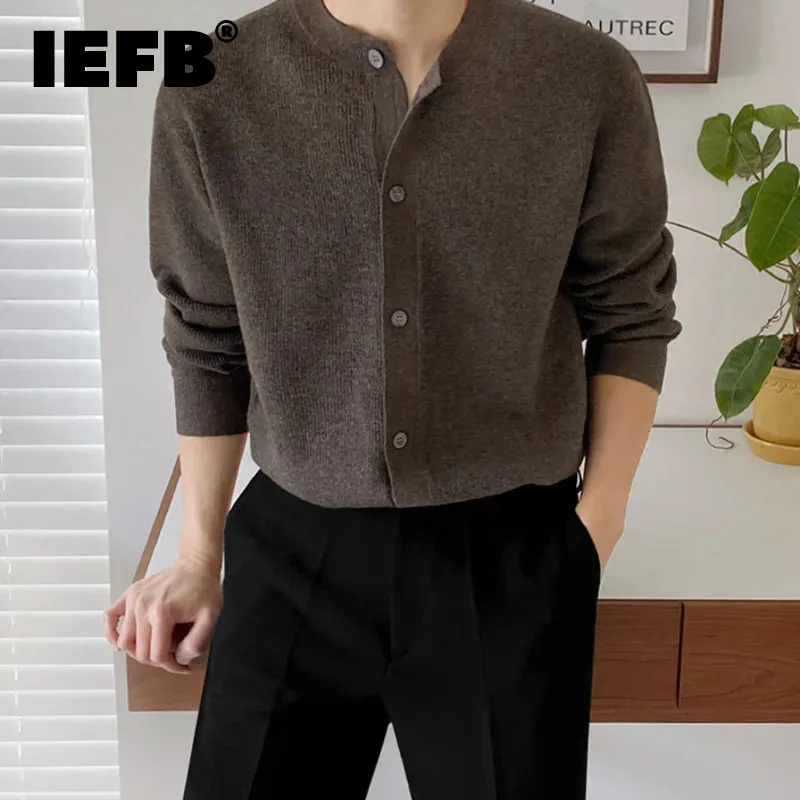 

Кардиган IEFB, свитер, Мужская Осенняя корейская мода, свободный тренд, длинный рукав, однотонный мужской вязаный деловой Повседневный 9A5480