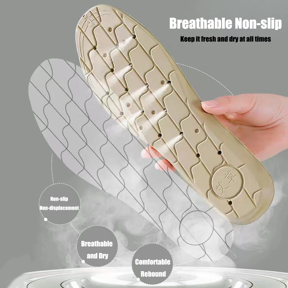 Wormwood Sports Insoles for Men Women Foot Acupressure Massage Shoe Pads Soft Insert Sweat-absorbing Deodorant Running Insoles