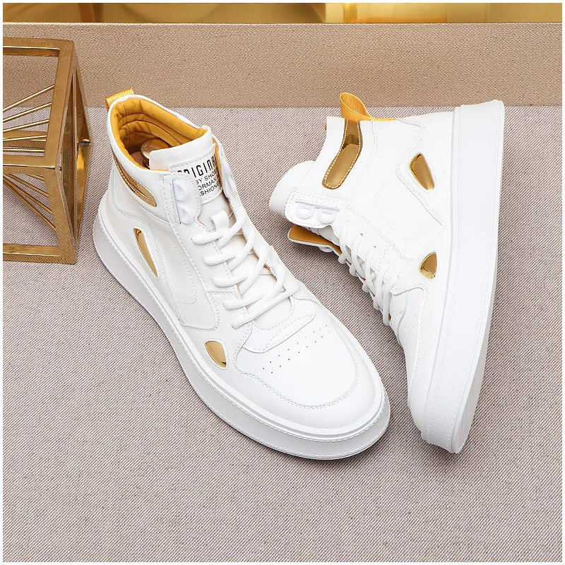 Męskie buty na co dzień złoty jedwab haft szalony mały lew białe męskie mokasyny młodzieżowe wysokiej jakości skóra A16