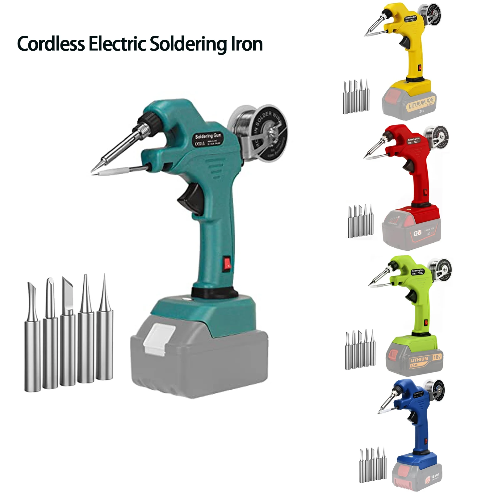Электрический паяльник беспроводной 30s Быстрый разогрев для Milwaukee/Bosch/Dewalt/Black &amp