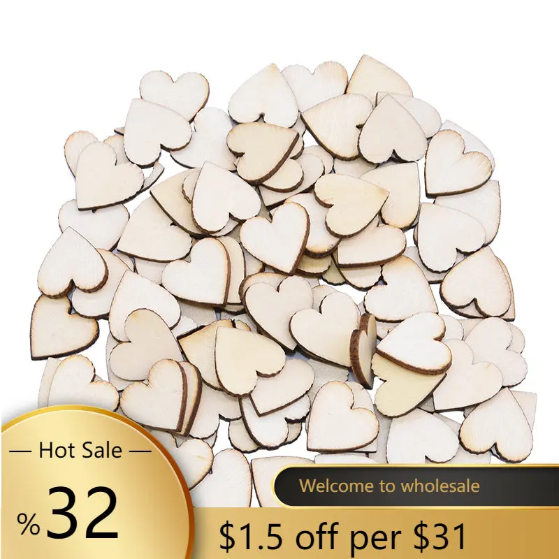 

1Pack 200pcs 10mm Wood Slices Discs Wood Heart Love Blank Unfinished Natural Crafts Supplies Wedding Ornaments