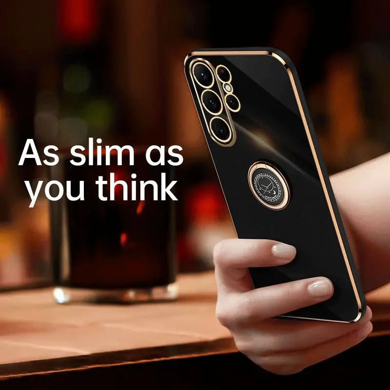 w jednolitym kolorze silikonowe etui na telefon do Samsung Galaxy S24 S23 S22 S21S20 Ultra Plus FE 5G z pierścieniem i miękką tylną obudową