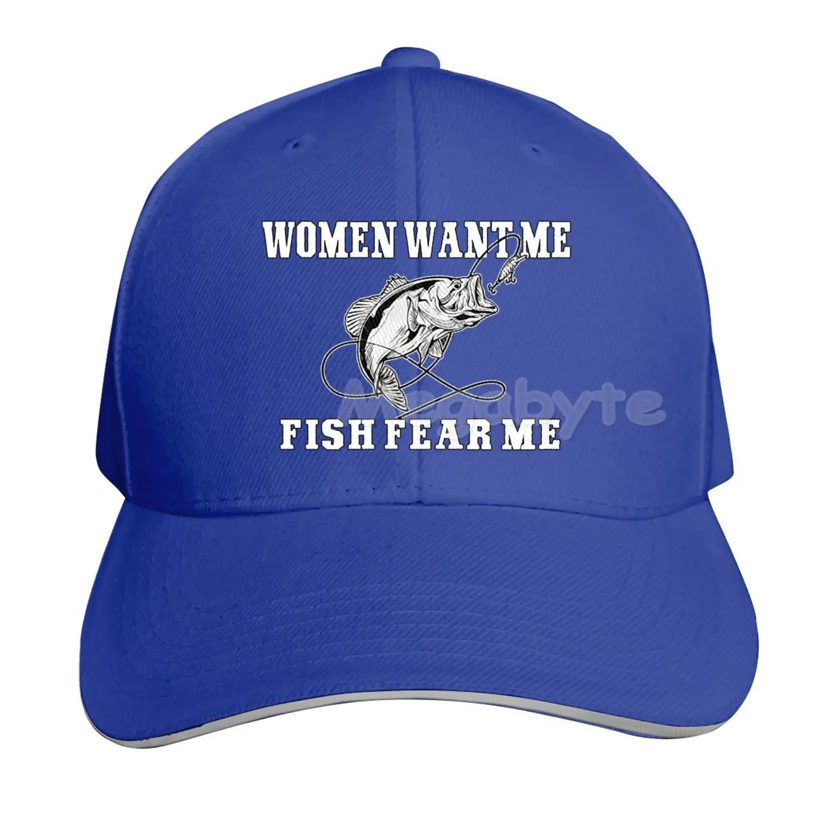 Women Want Me Fish Fear Me Sandwich Hat Washed Baseball Cap Trucker Hat Adult Unisex Adjustable Dad Fishing Hat