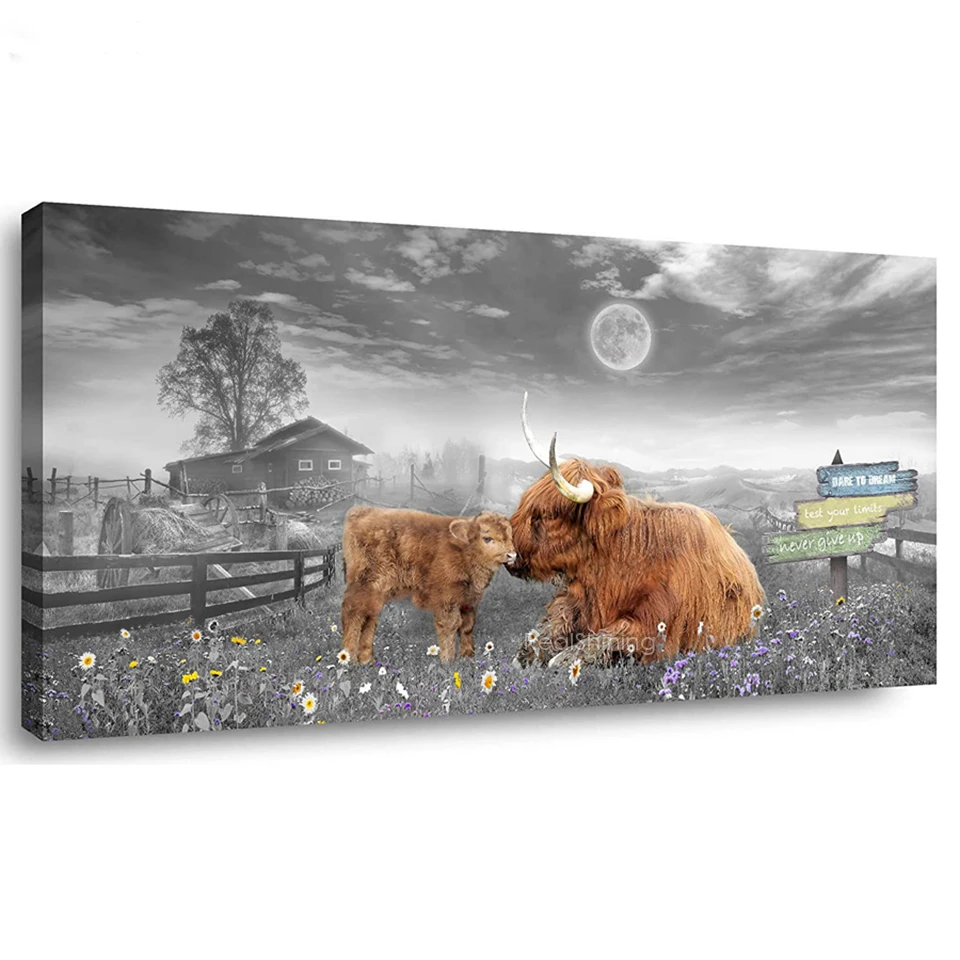 

Алмазная 5D Вышивка «сделай сам» Highland с крупным рогатого скота, животное, корова, семья, вдохновение, алмазная живопись, стразы, Настенный дек...