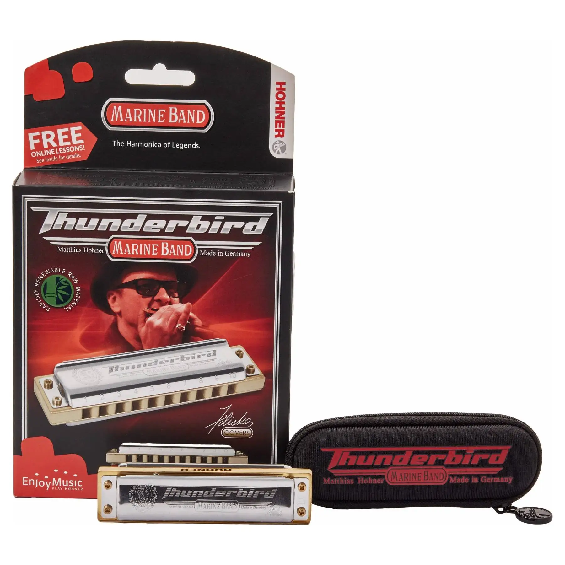 Губная гармоника диатоническая HOHNER Marine Band Thunderbird C low Корпус бамбук