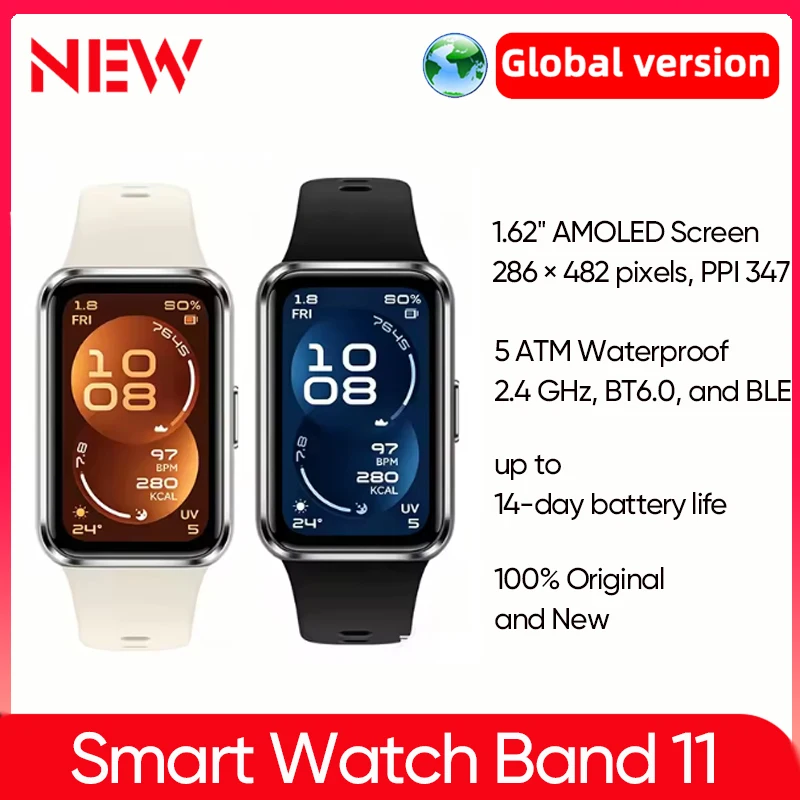 Фото Умные часы Huawei Band 11, смарт-браслет с AMOLED-экраном 1.62'', смарт-часы с измерением пульса, глобальная версия №1