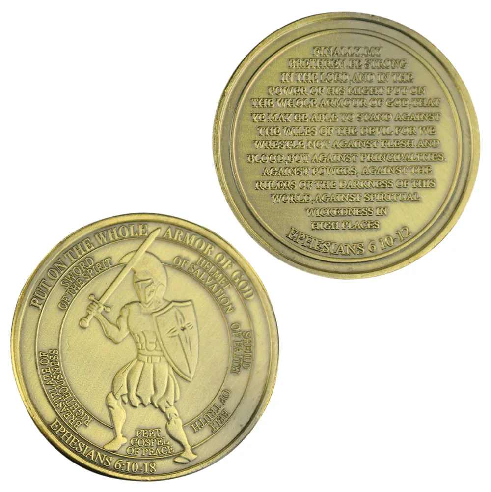 

Put on The Whole Armor of God Ephesians Commemorative Coin Peaceful Warrior Challenge Coin Bronze Plated Coin Honor Coin