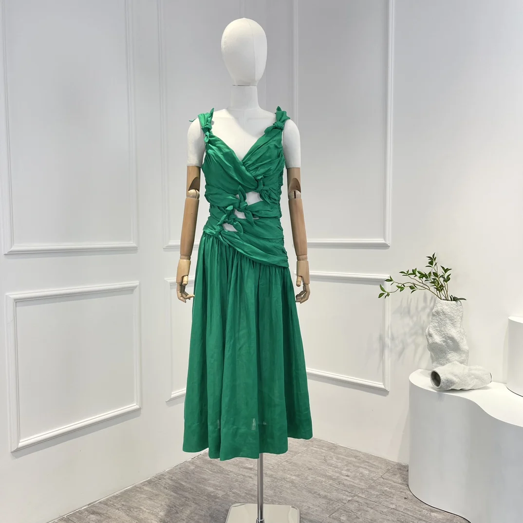 

Женское асимметричное платье миди с бантом, весеннее платье с цветочным принтом, 2023