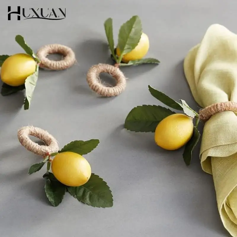 

6/12PCS Simulation Lemon Plant Napkin Ring Fruit Meal Buckle Hotel Model Room Napkin Ring Party Supplies