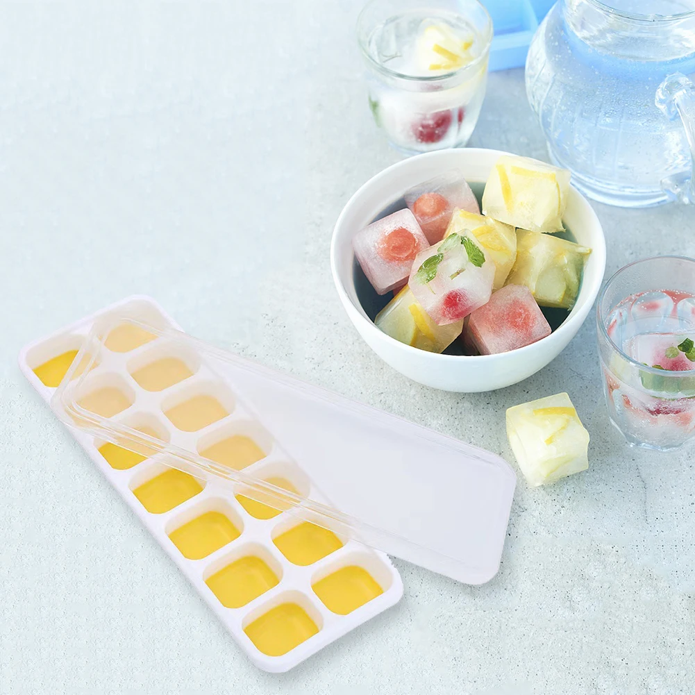 

Ice Cube Trays with Removable Lids Silica Gel Cube Mold Flexible Ice Home Kitchen Tool for Whiskey Cocktail