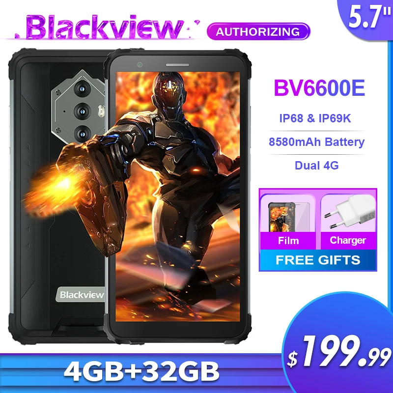 Смартфон Blackview BV6600E защищенный IP68 4 + 32 ГБ 5 7 дюйма Android 11 8580 мАч | Мобильные телефоны