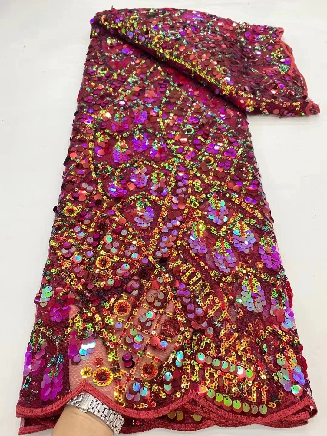 5 ярдов Тюлевое кружево африканская кружевная ткань с блестками вышитая