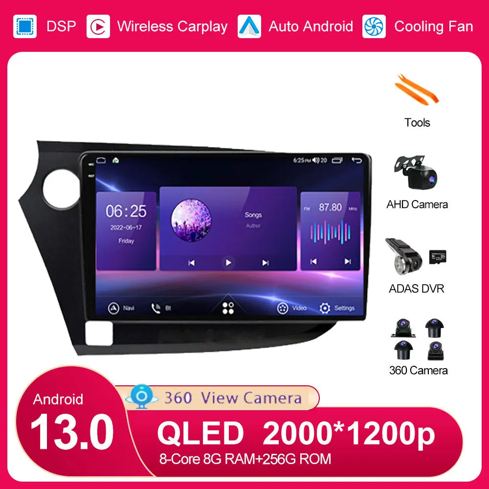 

Автомобильный радиоприемник QLED Android 13 для HONDA vision 2009-2014, навигация GPS DSP Carplay, мультимедийный плеер, автомобильное стерео, 2DIN DVD