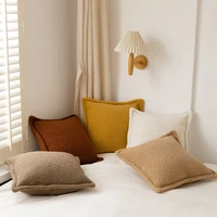 soft cozy plain cushion covers 45x45cm fleece pillowcase caramel brown coffee pillowcase bay window home decor couch bed sofa
