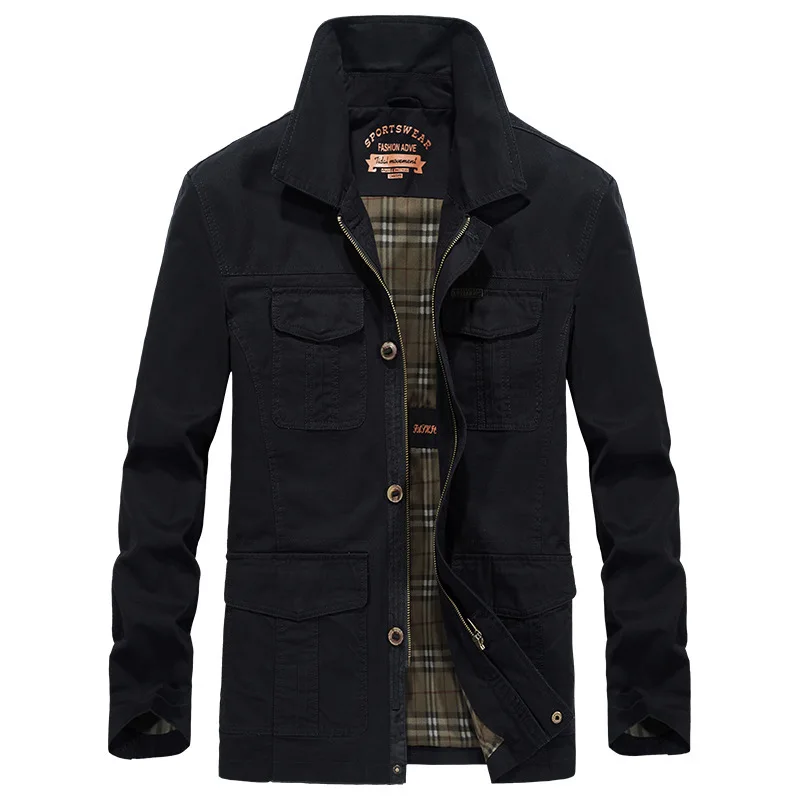 

Brand Autumn Military Jacket Men Casual Fashion Pure Cotton Jackets Coats Solid Windbreaker Men Chaquetas Hombre Plus Size M-4XL