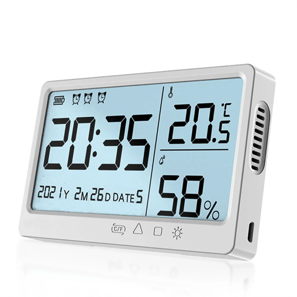 

LCD Digital Room Thermometer Indoor Humidity Meter Office Standing Baby Nursery Gauge Clock Greenhouse Garage Supplies