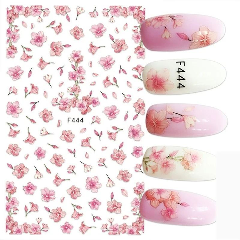 

3D Nail Stickers Back Glue Stickers Dried Peach Blossom Feather Designs Nail Decals Decoration For Nail Art Beauty