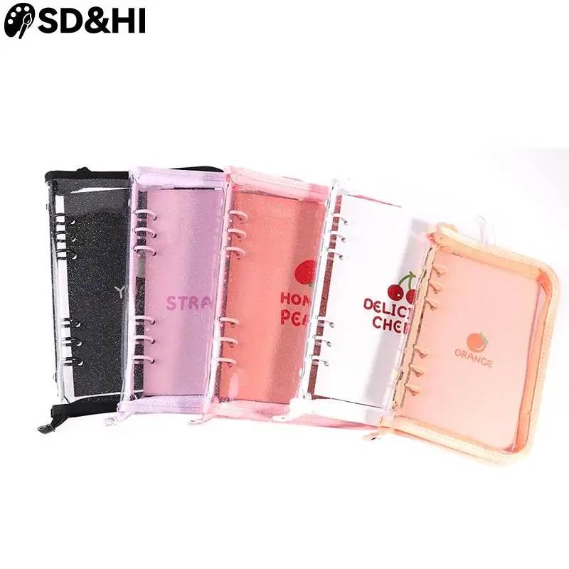 

A6 Zipper Binder Cover Loose Leaf Organizer Planner Diary Transparent PVC Case Photo Organizer Stationery Supplies