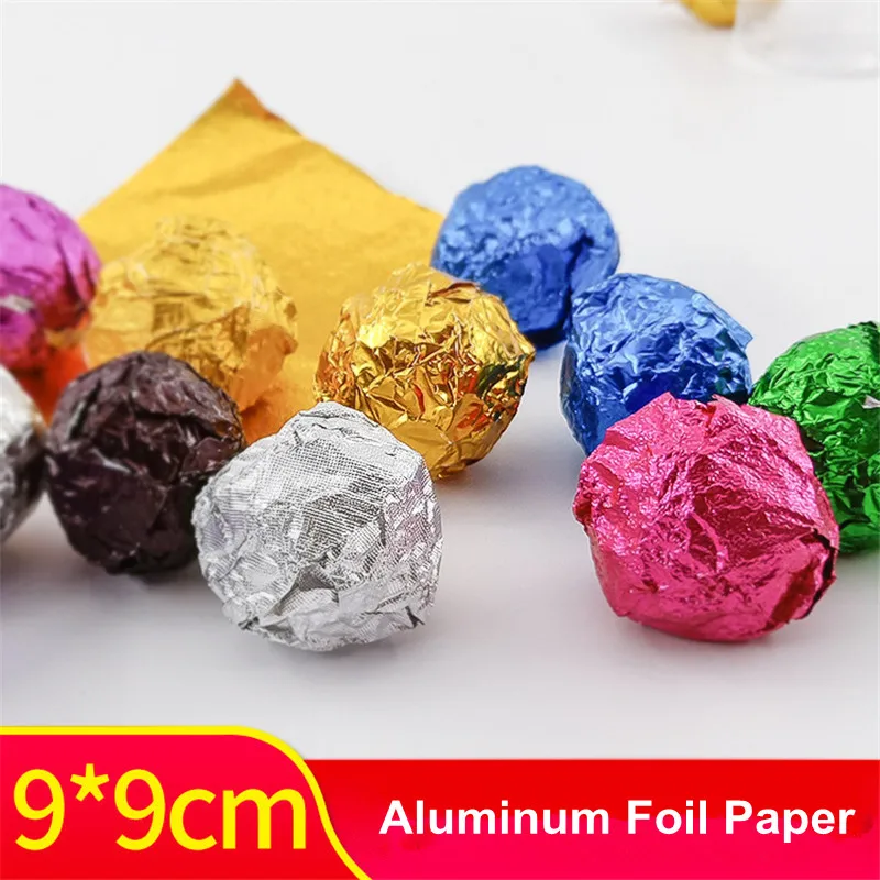 

100Pcs 9x9cm DIY Food Aluminum Foils Paper Square Candy Chocolate Cookie Wrappers Party Gift Packaging