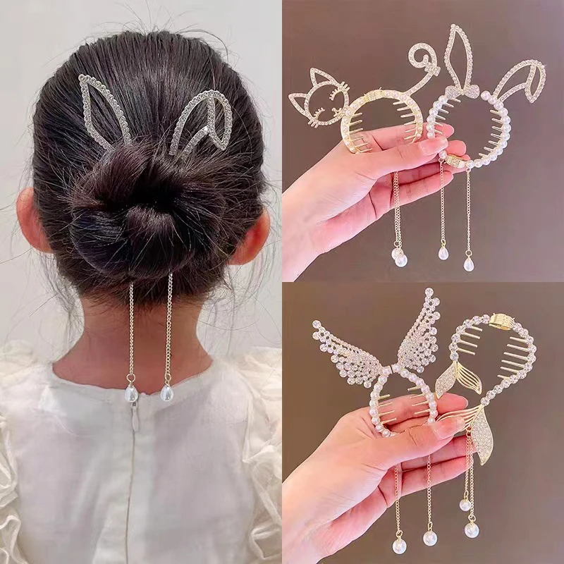 

Children's Meatball Clip For Hair Kids Clasp Clip Girl's Ponytail Hairpins Tray Hair Artifact Temperament Headdress Ponytail