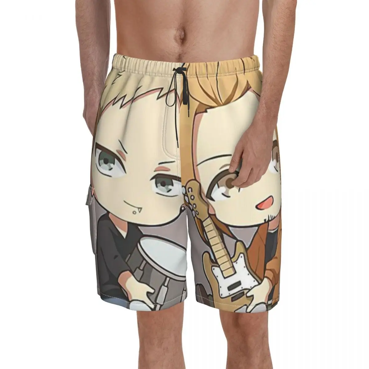 

Given Singing Dual Board Shorts best anime been cute boys mini japan Beach Short Pants Trenky Males Pattern Design Swim Trunks