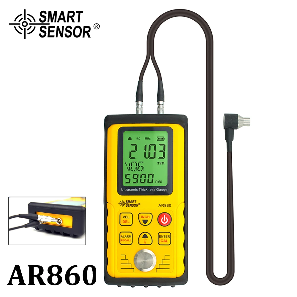 

Ultrasonic Thickness Gauge Digital Sheet Metal Measuring Range: 1.0 to 300mm (steel) Sound Velocity Meter Smart Sensor AR860